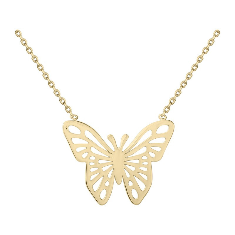 Collier papillon ajouré en plaqué or 750/000 finition haute joaillerie