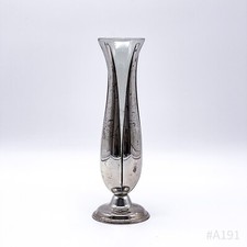 Vintage Quist Glasvase mit versilberter Fu&szlig;halterung 70er Jahre | 23cm H&ouml;he