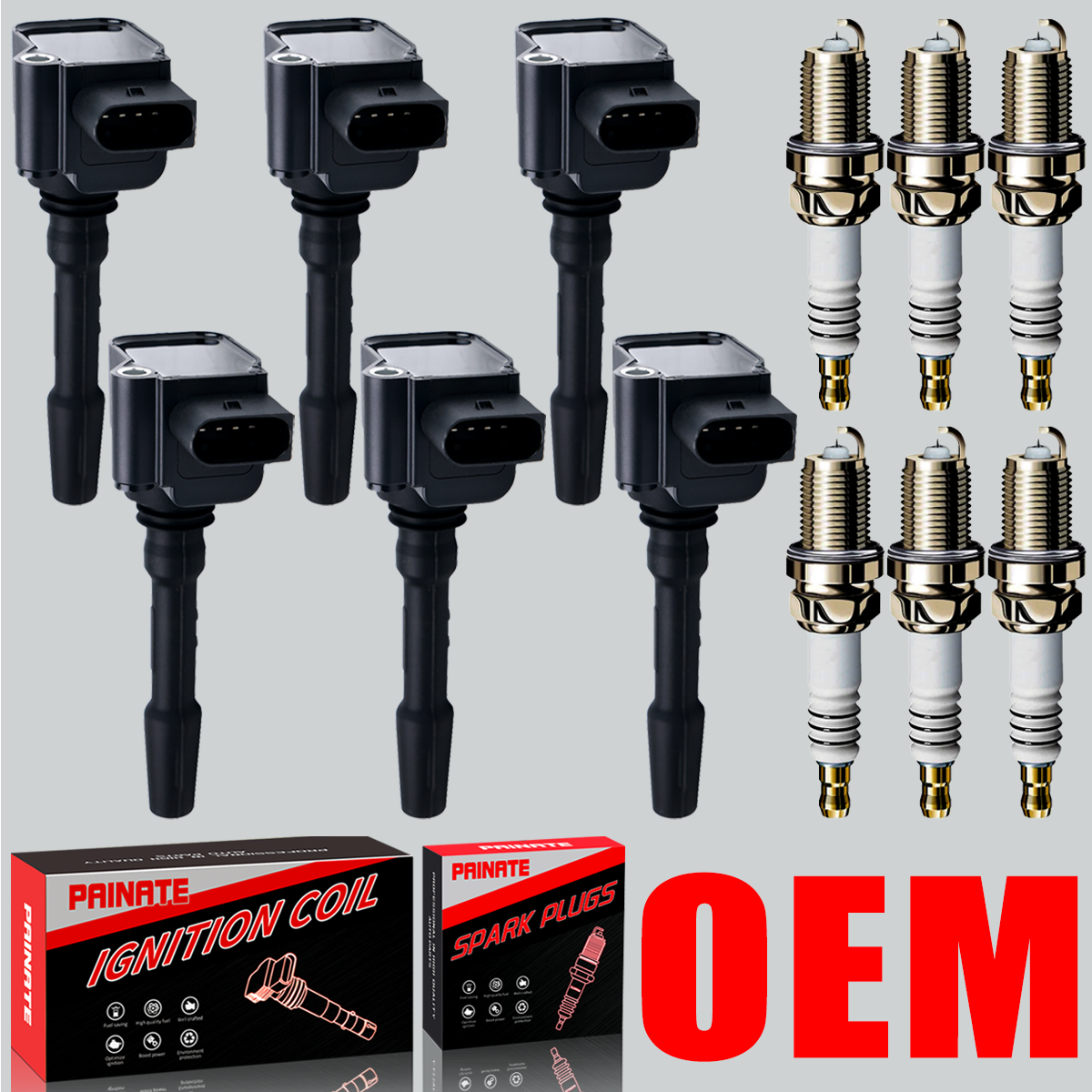 Brand 6X OEM Ignition Coil & Iridium Spark Plug For Porsche Cayenne Macan UF760