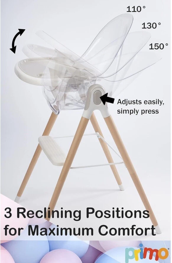 Primo High Chair Clear, Transparent Seat, Modern Style - Image 3 of 4