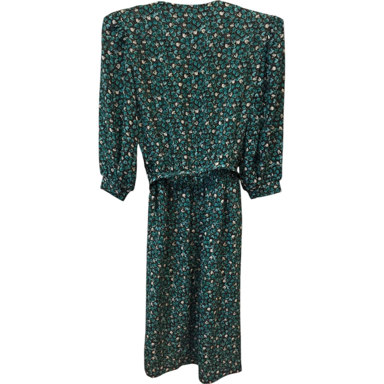 VETEMENTS Abito midi MCS Ltd modesto bavaglino blouson floreale verde acqua donna taglia 10 manica lunga