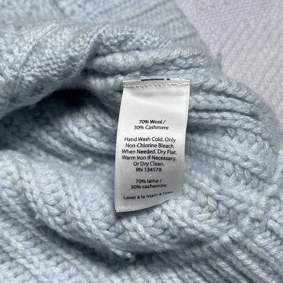 Suéter tejido con cable Vineyard Vines azul claro lana cachemir pescador para mujer XS Foto 4 de 4