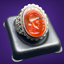 ROMAN KING INTAGLIO SOLID SILVER ANTIQUE OLD RING