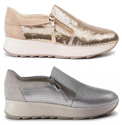 GEOX RESPIRA GENDRY D925TA scarpe donna sneakers pelle camoscio zeppa  cerniera | eBay