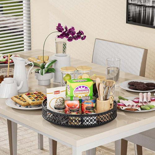 Lazy Susan Turntable Organizer - 11" Rotating Metal Spice Rack for Countertop - Picture 5 of 9