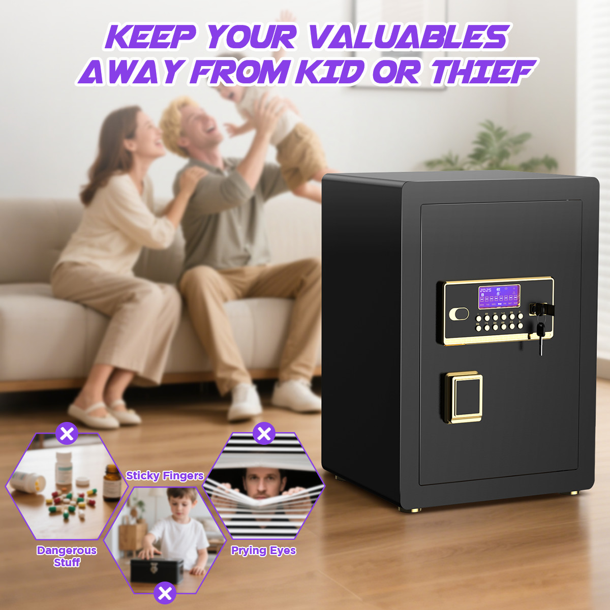 BESAFETY 5.3 Cuft Large Safe Box for Home Security with Alarm System