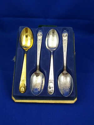 4 Vintage 1970s Presidential Spoons in original case