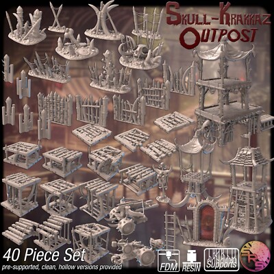 Goblin Outpost Terrain - 3D Printed Fantasy Camp Scenery for 28-32mm Games