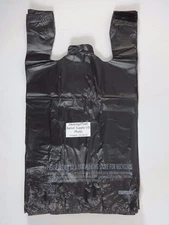 1/6 Plastic T-Shirt Bags with Handles Black 11.5"x 6.5"x 22" Retail Shopping Bag