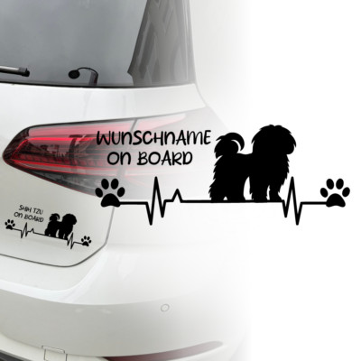 Auto Aufkleber | Shih Tzu | Hund | Wunschname on Board | Sticker 394