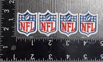 LOT OF 4 SMALLER COLLAR SIZE NFL LOGO SHIELD IRON ON  PATCH SEE PHOTOS/ RULER