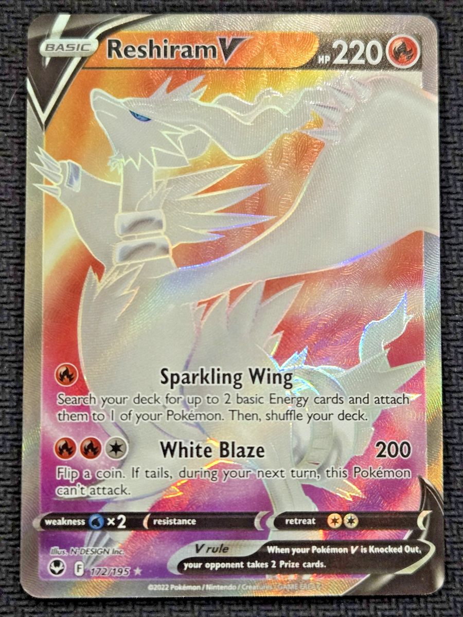 ultra rare reshiram card Reshiram V (Full Art) Ultra Rare SWSH12: Silver Tempest 172/195 NM