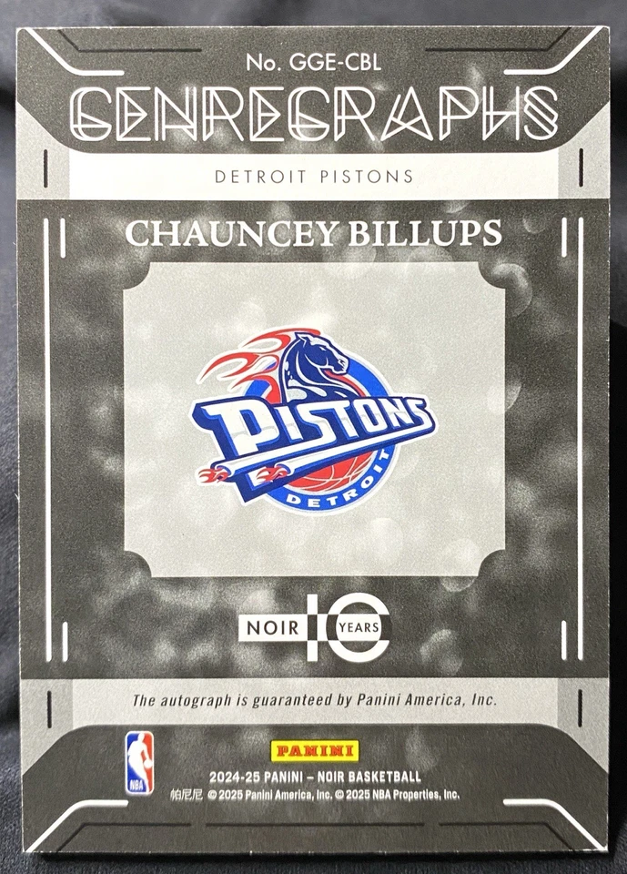 2024-25 Panini Noir CHAUNCEY BILLUPS /99 Genregraphs AUTO - On Card -Pistons HOF - Image 2 of 4