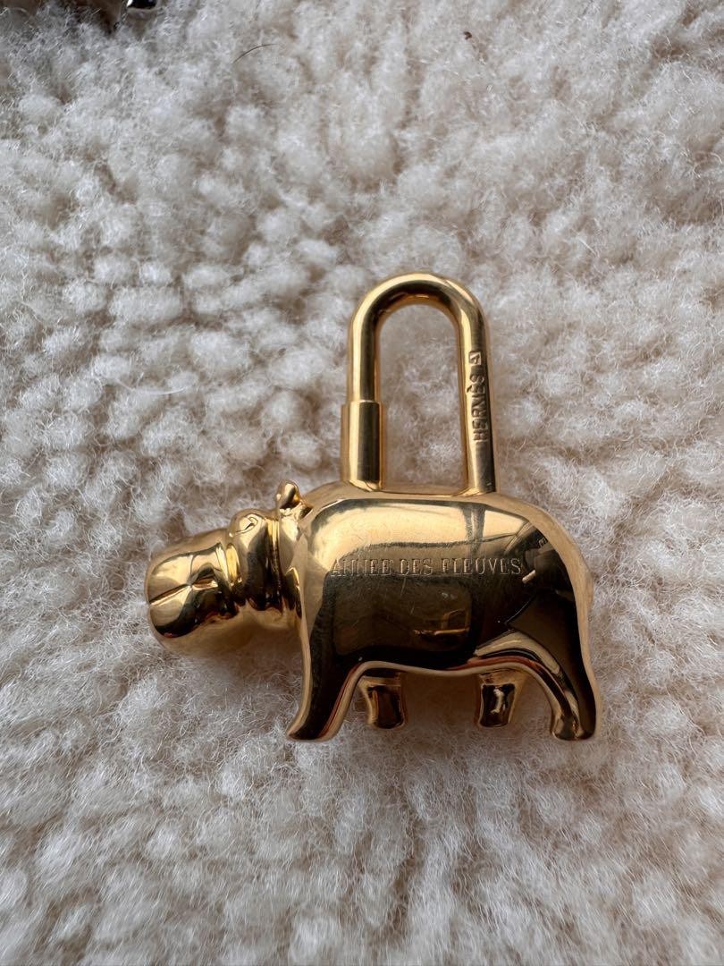 Hermes Cadena Hippo Keychain in Leather