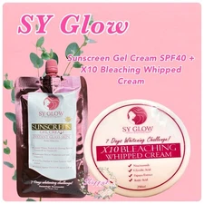 SY Glow Sunscreen Gel Cream Glass Skin SPF40 + X10 Bleaching Whipped Cream