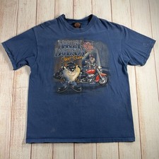 Harley-Davidson Looney Tunes T-Shirt Vintage Y2K Men  s XL Blue