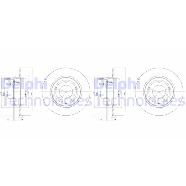 2X Delphi Bremsscheiben 261Mm Voll Hinten Passend FÜR Ford USA Probe Mazda 626-image