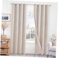 Blackout Curtains for Bedroom 84 Inch Long - 52"W x 84"L Pack of 2 Natural