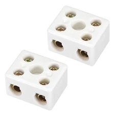 2 Way Ceramics Terminal Blocks High Temp Ceramic Connectors 39x31.5x23mm 2Pcs