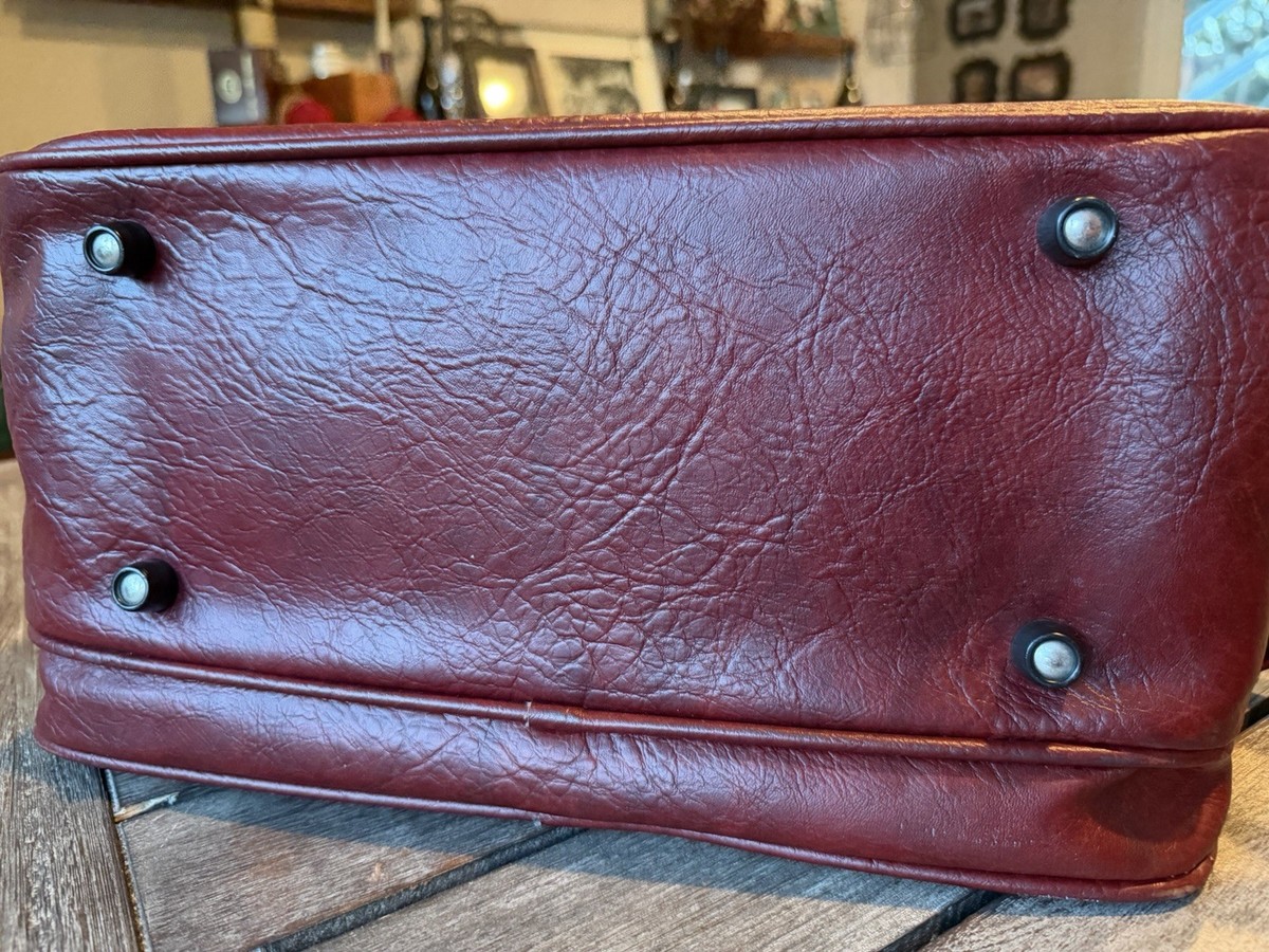 Vintage Samsonite Silhouette Red Leather Carry On Travel Bag 14