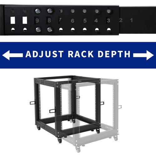 VIVO 12U 19" Open Frame Adjustable Server Rack, 4 Post Mobile Data Holder - Picture 3 of 8