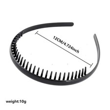 Non Slip Plastic Headbands With Teeth Comb Skinny Hair Bands, Non-Slip Black 