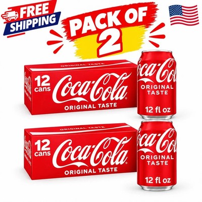 (2 PACK) Coca-Cola Soda Pop Fridge Pack Cans, 12 fl oz, 12 Pack - NEW