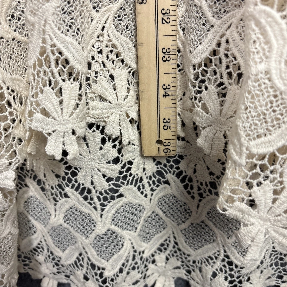 Vestido H&M Mujer Talla 12 Crema Crochet Boho Hippie Artístico Playa Foto 4 de 4