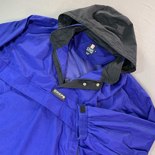 Chaps Ralph Lauren, Vintage Chaps Ralph Lauren Jacket Mens XL Blue Hooded 1/4 Zip Anorak 90s
