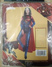 Supergirl Costume Women's Fancy Dress Amscan Jumpsuit Cape Blue Red New