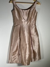 Vtg Alfred Sung Rose Gold Pink Dupioni Silk-Look Cocktail Dress Pockets Size 10