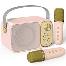Mini Karaoke Machine, Kids, 2 Wireless Microphones, Portable Bluetooth Speaker