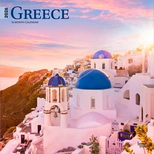Greece | 2026 12x24" (Hanging) Square Wall Calendar | Plastic-Free