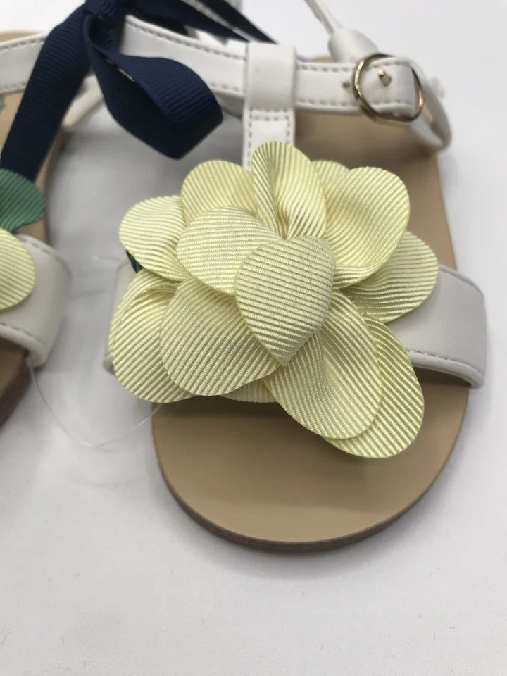 Sandalias Janie And Jack Niñas Pequeñas Talla 7 Blanco Amarillo Floral Foto 2 de 4