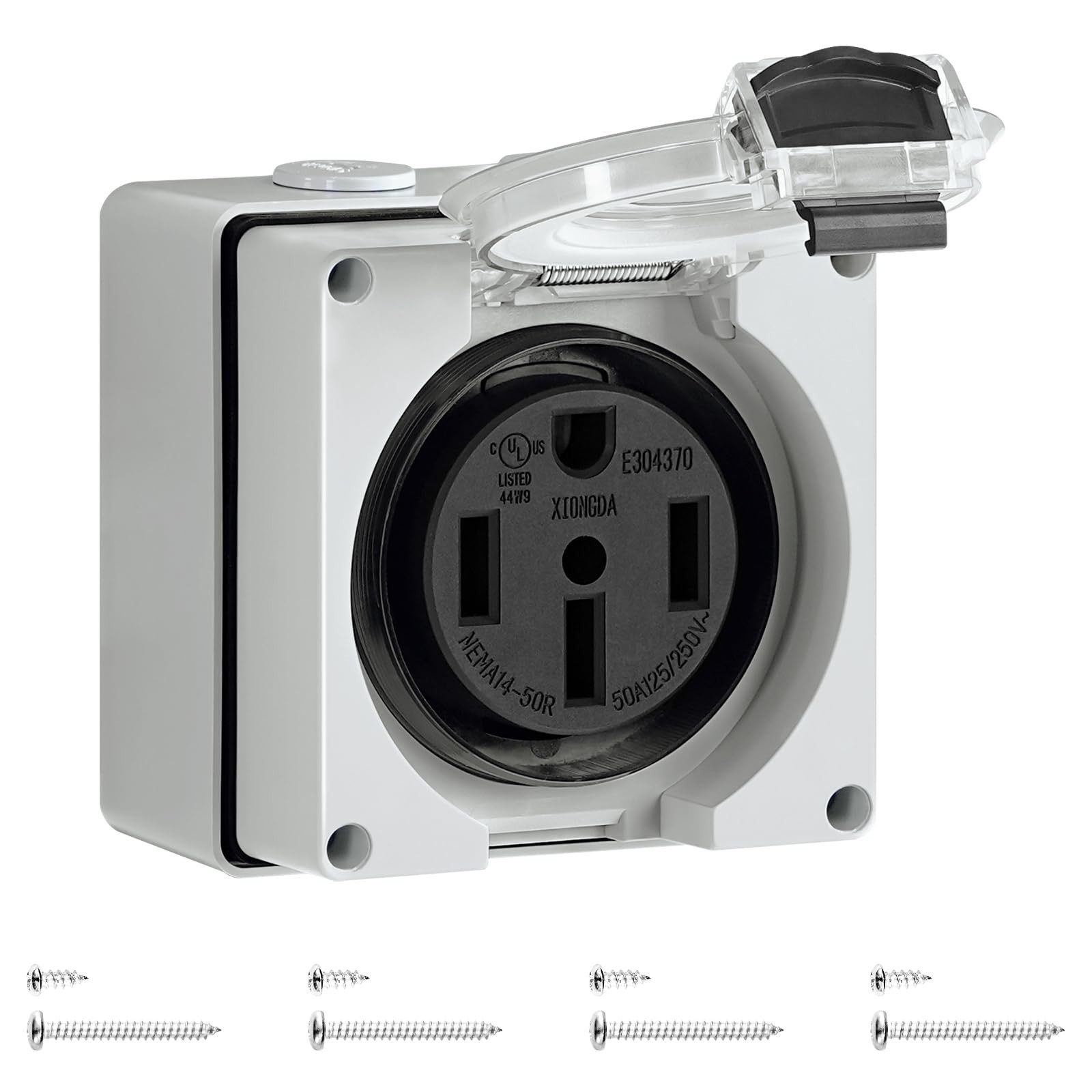 50 Amp RV Power Outlet Box, 125V/250V NEMA 14-50R RV Outlet, Weatherproof Ele...