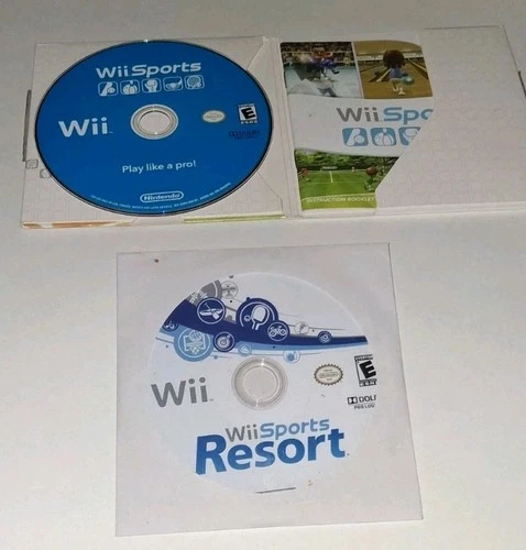 Wii Sports & Wii Sports Resort Nintendo Lot of 2 Games Exc, Clean Discs