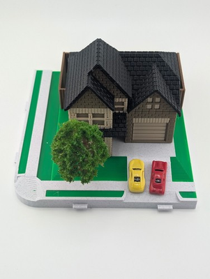 #ad Mini Black Brown Suburban House Model 2 Bundle Included w Base Cars amp; Trees $24.99