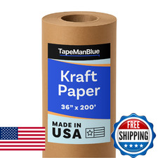 Kraft Paper Roll, 36" x 2400" (200'), Made in USA, 30 lb. Roll of Brown Paper fo