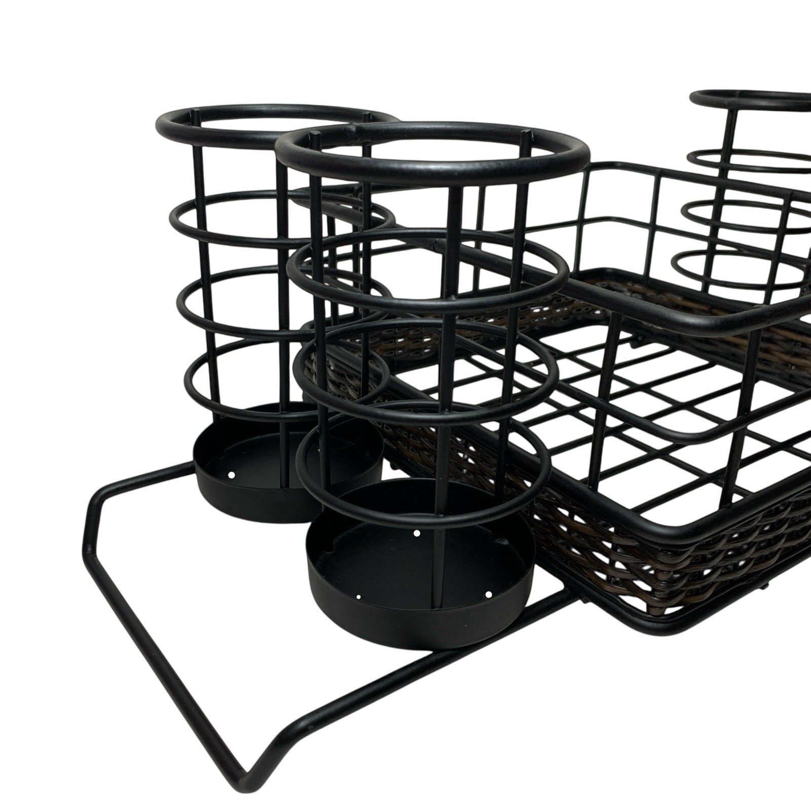 Black Metal Utensil Organizer Napkin Holder BBQ Caddy