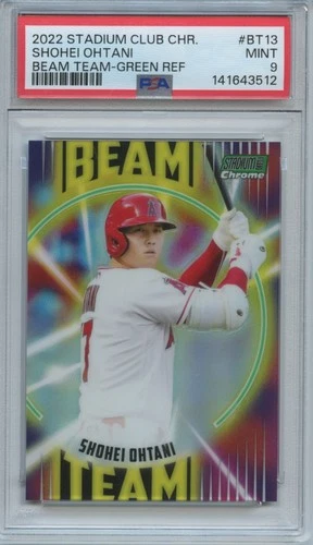 Shohei Ohtani 2022 Stadium Club Beam Team Green Refractor LA Angels 90/99 PSA 9
