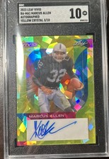 2023 Leaf Vivid #BA-MA1 Marcus Allen Yellow Crystal Auto /10 SGC 10