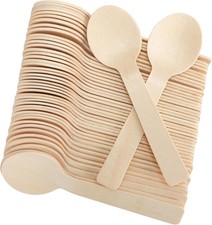 Biodegradable Compostable Eco-friendly Birchwood Taster Spoons, 4 Inch Leng