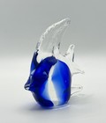 Vintage Hand Blown Blue Clear Glass Fish Paperweight Art Glass Ornament