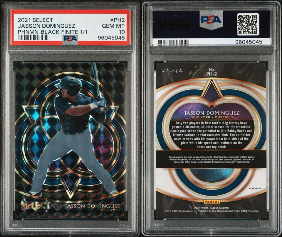 1/1 Jasson Dominguez Black Finite PSA 10 Rookie Phenomenon 2021 Select RC 1/1 - Image 3 of 3