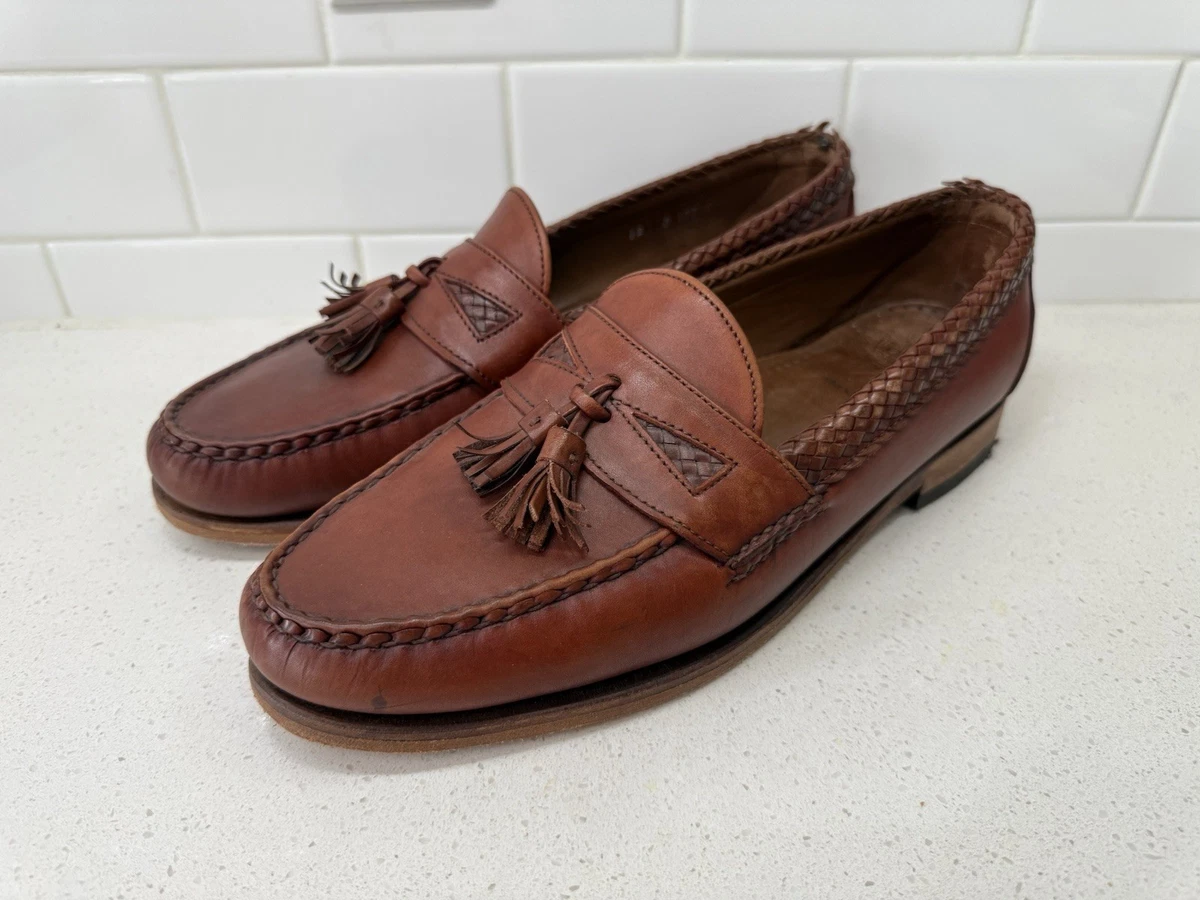 Allen Edmonds Maxfield Tassel Loafers Brown Sz 9.5 B Leather Business Office Allen Edmonds MAXFIELD Brown Tassel Loafers 9.5D Braided  main image 2