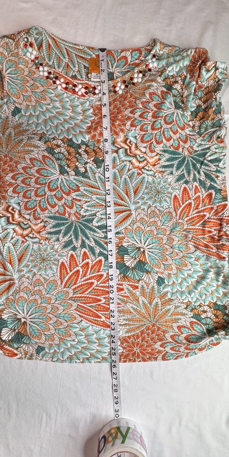 Ruby Rd XL Pullover Top Beaded Neckline Coral Tea… - image 12