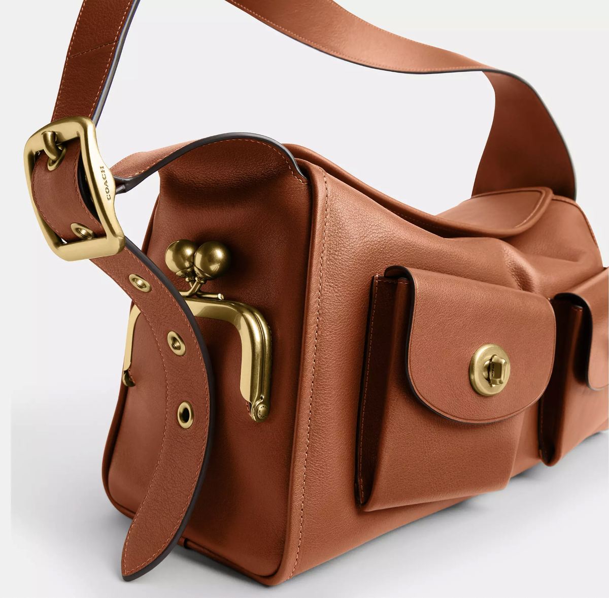 Coach Official Turnlock Haversack Bag CDZ12 B4YU1 Brass/Amber