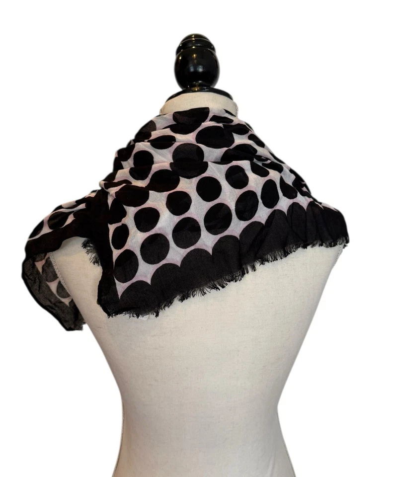 NEW Kate Spade Black & White With Pink Oblong Scarf 24” X 74” - Image 3 of 4