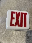 Vintage Triangular Double Sided White Milk Glass Exit Sign Wedge Globe With Cork