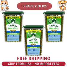 3PK Greenies Feline Smartbites Healthy Indoor Cat Treats, Tuna Flavor, 16 Oz Tub